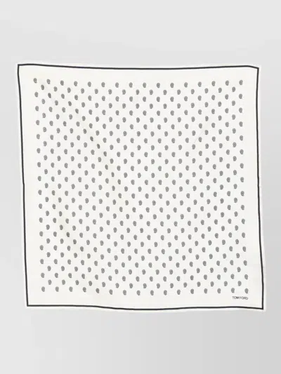 Tom Ford Silk Pocket Square Polka Dots Contrast Border In White