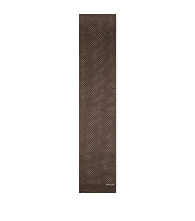 Tom Ford Silk Polka-dot Scarf In Brown