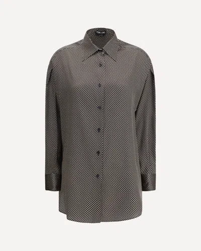 Tom Ford Silk Polka Dot Shirt In Brown