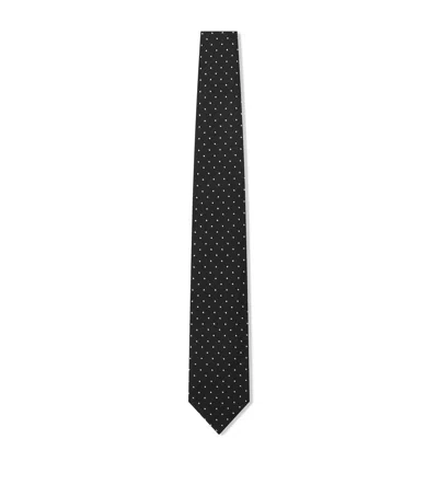 Tom Ford Silk Polka Dot Tie In Black