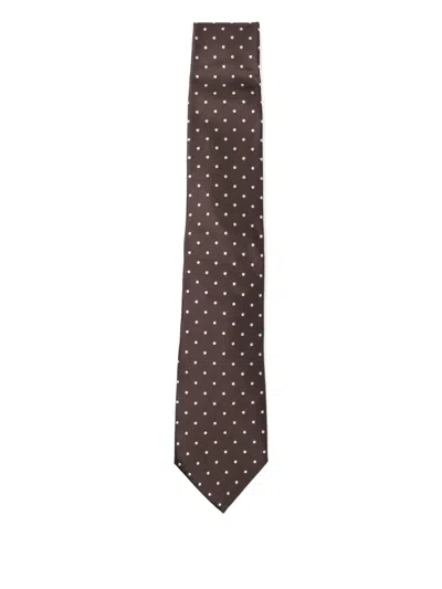 Tom Ford Silk Polka-dot Tie In Brown