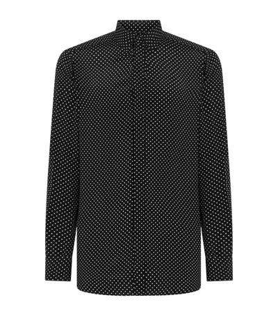 Tom Ford Silk Polka-dot Long-sleeve Shirt In Black
