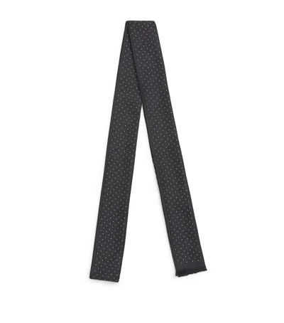 Tom Ford Silk Polka-dot Scarf In Gray
