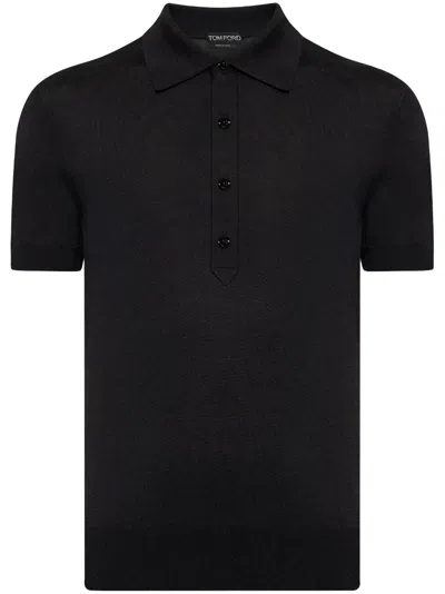Tom Ford Mens Black Short-sleeve Lyocell-cotton Piquet Polo Shirt