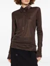 Tom Ford Silk Jersey Long Sleeve Polo In Brown