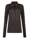 Tom Ford Semi-sheer Silk Long-sleeved Top In Brown
