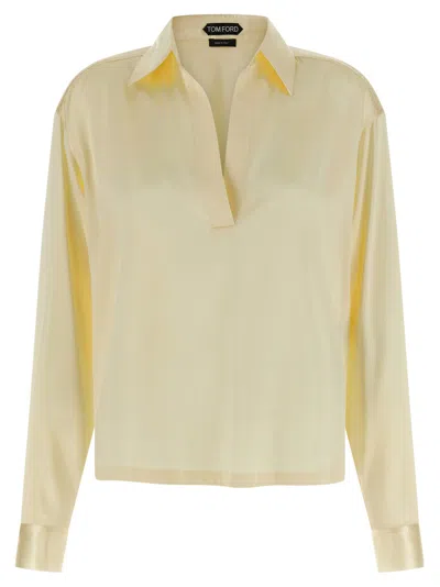 Tom Ford Silk Polo Shirt In Neutral