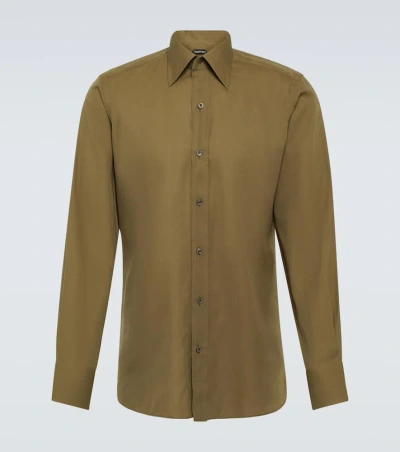 Tom Ford Silk Poplin Shirt In Green