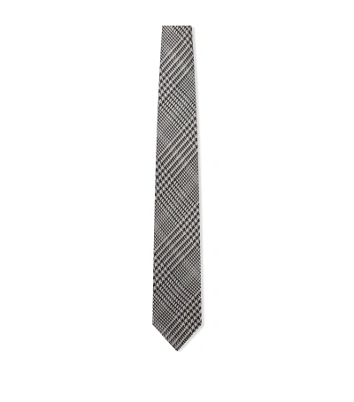 Tom Ford Silk Prince Of Wales Tie In Grey