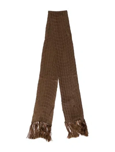 Pre-owned Tom Ford Silk Printed Scarf In Brown