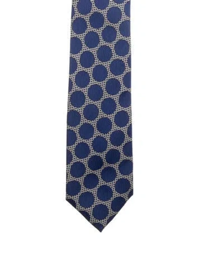 Pre-owned Tom Ford Silk Printed Tie In Blue