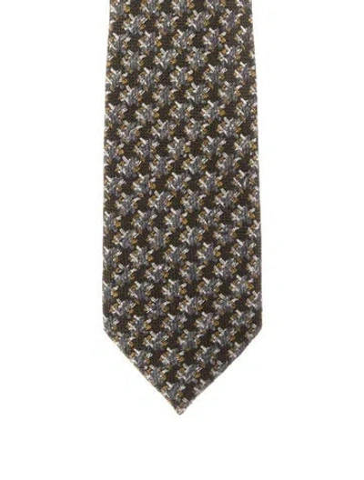Pre-owned Tom Ford Silk Printed Tie In Green