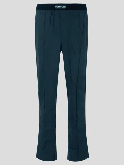 Tom Ford Silk Pyjama Pants In Aquarelle