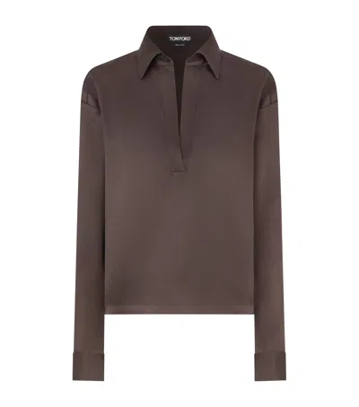 Tom Ford Silk Pyjama Shirt In Brown