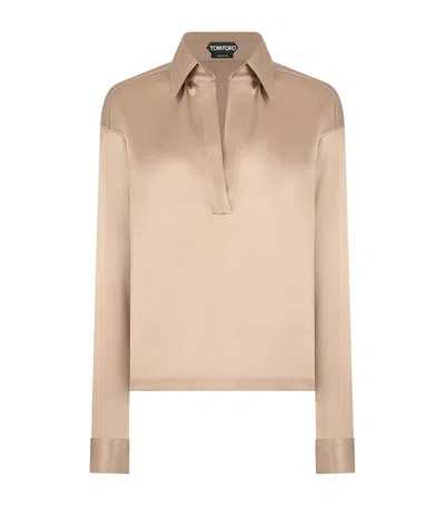 Tom Ford Silk Pyjama Shirt In Neutral