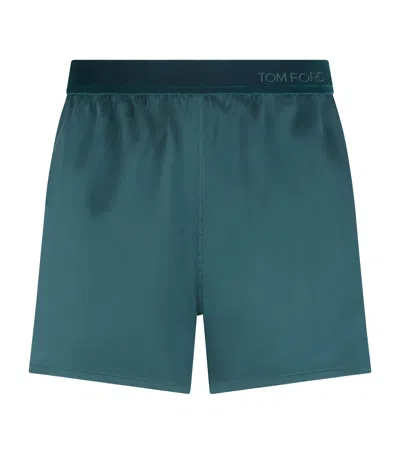 Tom Ford Silk Pyjama Shorts In Green