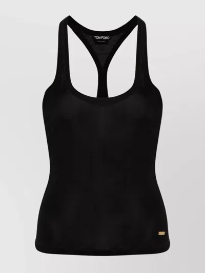 Tom Ford Silk Racerback Scoop Neck Tank Top In Black