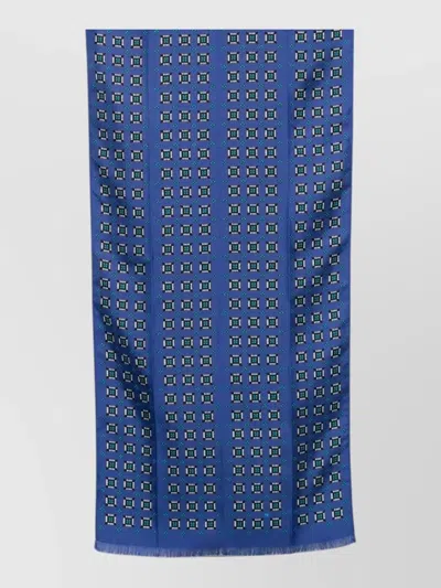 Tom Ford Silk Rectangular Scarf All Over Pattern In Blue