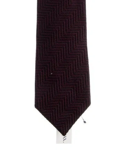 Pre-owned Tom Ford Silk Red Pattern Print Tie