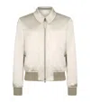 Tom Ford Silk Reversible Bomber Jacket In Beige