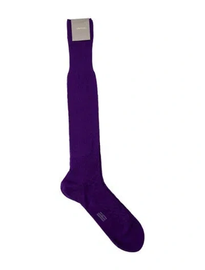 Pre-owned Tom Ford Silk Rib Knit Socks W/tags In Purple