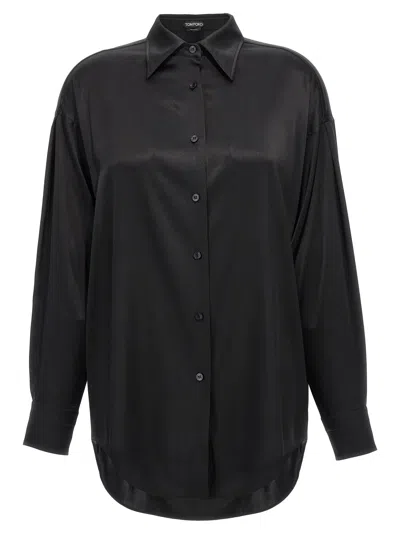 Tom Ford Silk Satin Blouse In Black