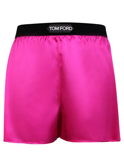 Tom Ford Silk Satin Boxer Shorts In Hot Pink