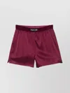 Tom Ford Silk Satin Boxer Shorts With Ruched Detailing In Burgundy
