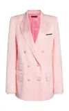 Tom Ford Silk Satin Double-breasted Blazer In Pink