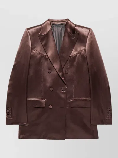 Tom Ford Silk Satin Double-breasted Jacket In Multi