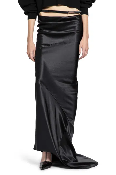 Tom Ford Silk Satin Long Bias Skirt In Black