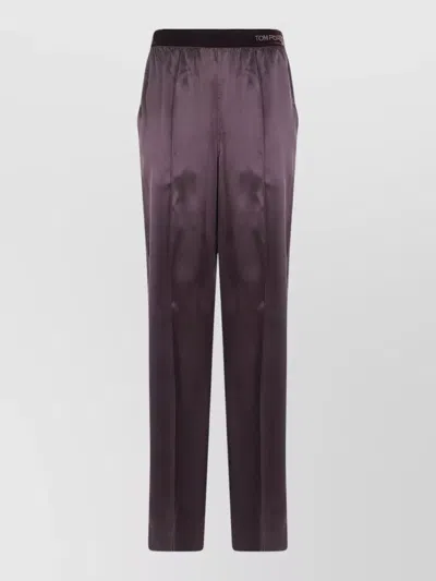Tom Ford Peach Feel Silk Satin Pijiamas Trousers In Burgundy