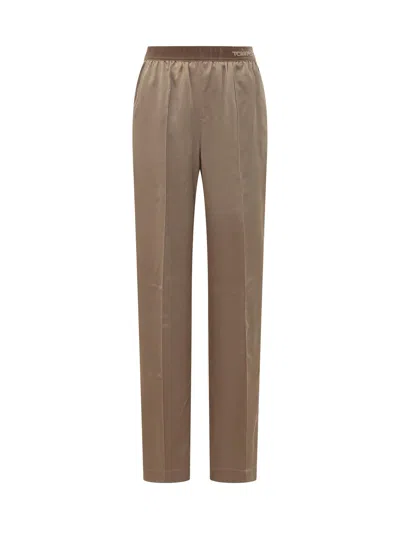 Tom Ford Silk Satin Pajama Pants In Desert Taupe