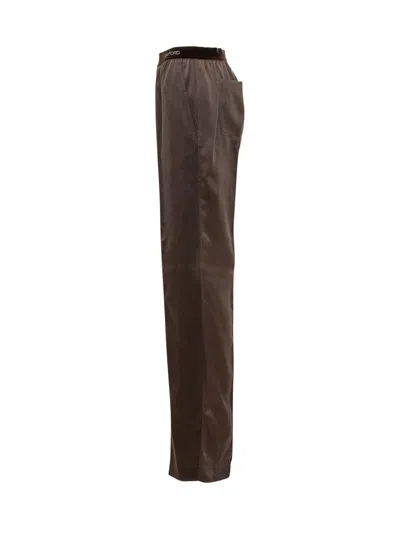 Tom Ford Silk Satin Pajama Pants In Espresso