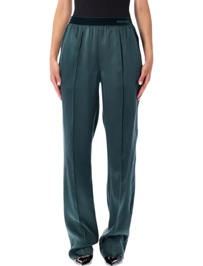 Tom Ford Silk Satin Pajama Pants In Green