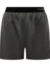 Tom Ford Peach-feel Silk Satin Pj Shorts In Black
