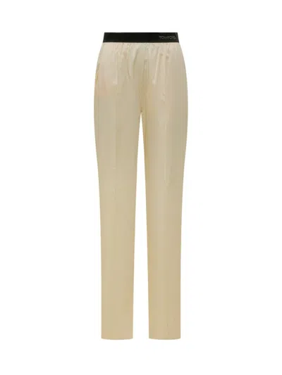Tom Ford Silk Satin Pants In Brown