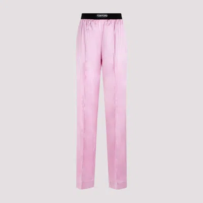 Tom Ford Stretch Silk Satin Pajama Pants In Primrose Lilac