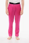 Tom Ford Silk Satin Pijama Pants With Velour Detail In Pink