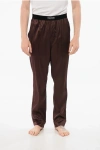 Tom Ford Silk Satin Pijama Pants With Velour Detail In Brown