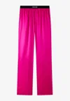 Tom Ford Velvet-trimmed Stretch-silk Satin Pants In Fuchsia