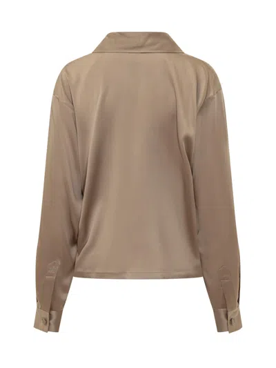Tom Ford Silk Satin Polo In Desert Taupe