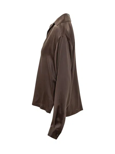 Tom Ford Silk Satin Polo In Espresso