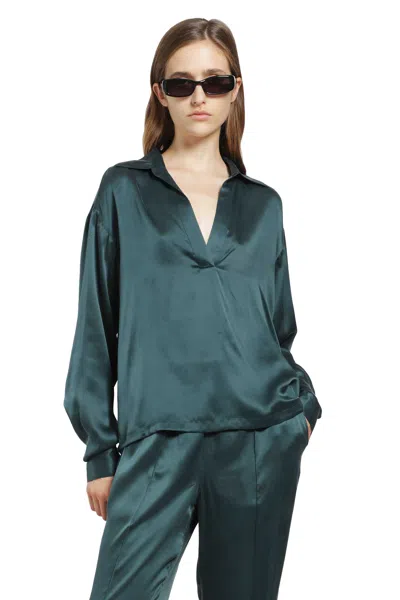 Tom Ford Silk Satin Polo In Green
