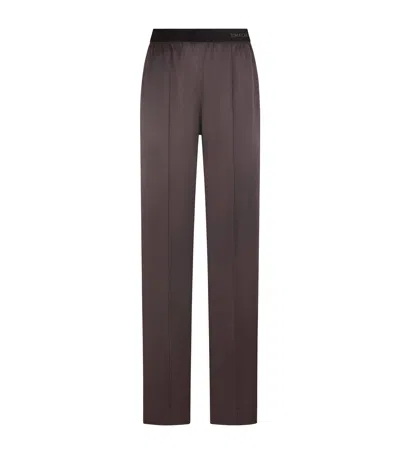 Tom Ford Silk Satin Pyjama Trousers In Brown