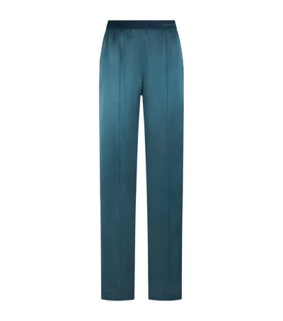 Tom Ford Silk Satin Pyjama Trousers In Blue