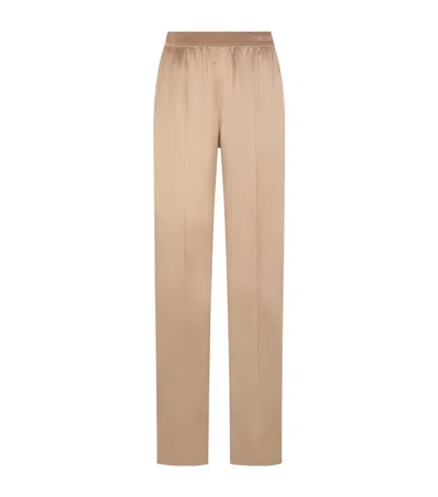 Tom Ford Silk Satin Pyjama Trousers In Neutral