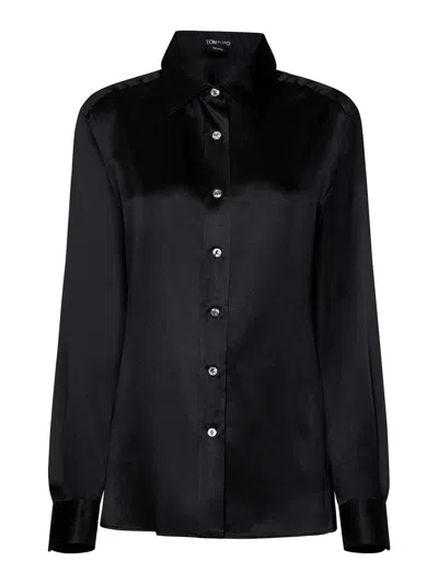 Tom Ford Silk Satin Shirt In Black