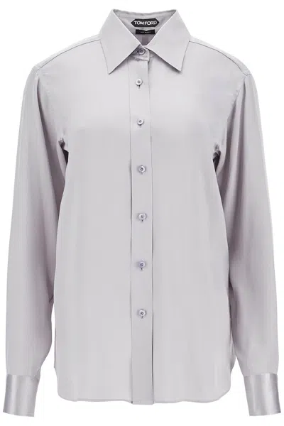 Tom Ford Silk Satin Shirt For Women In Grey