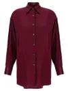 Tom Ford Stretch Silk Satin Relaxed Fit Shirt In Red